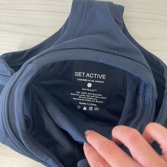 SET ACTIVE NAVY RACERBACK SPORTS BRA - Picture 3 of 4